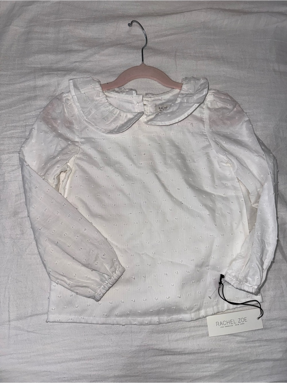 Rachel Zoe White Eyelet Peter Pan Collar Blouse